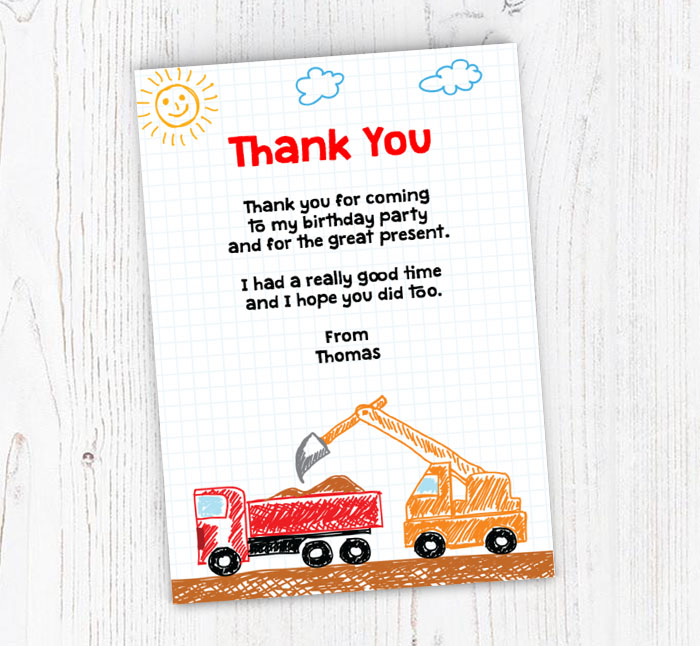 sketched trucks thank you cards