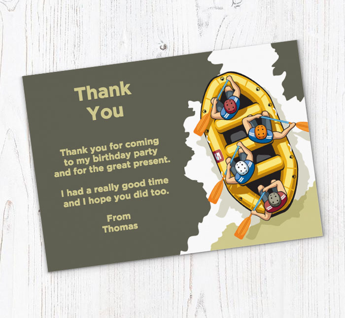 water rafting thank you cards