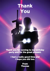 purple laser tag thank you cards