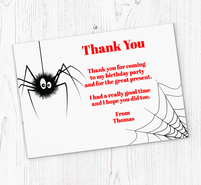 creepy crawly thank you cards