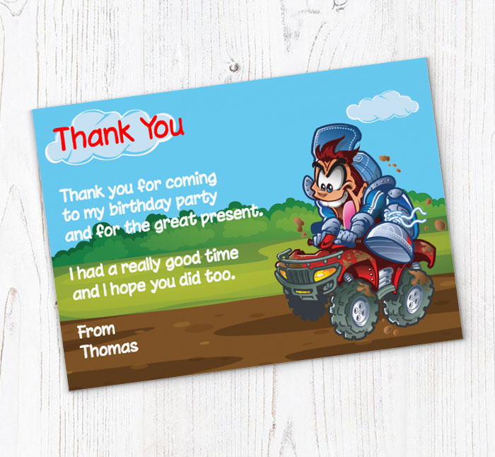 wild quad bike thank you cards