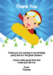 boys snowboarding thank you cards