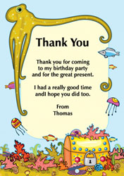 octopus treasure thank you cards