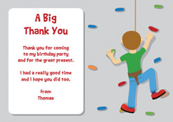 boys wall climbing thank you cards