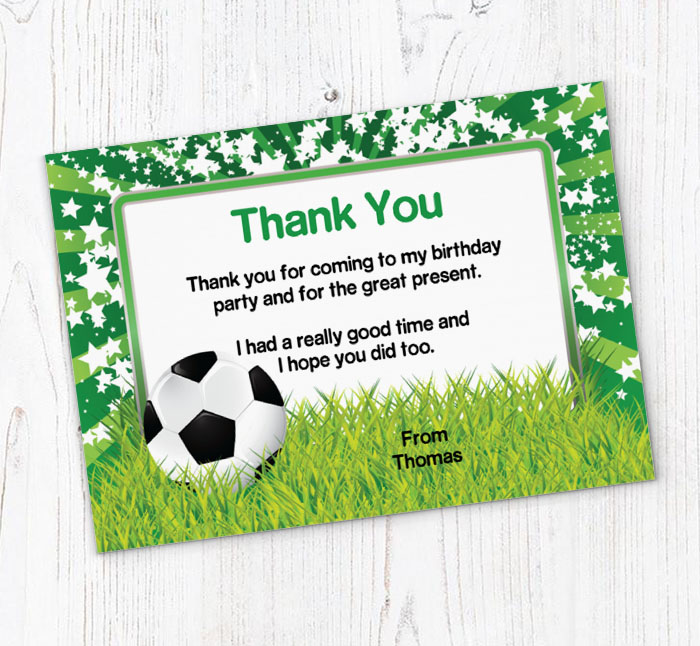 football and stars thank you cards