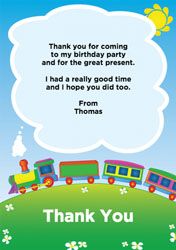 colourful train thank you cards