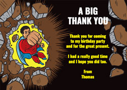flying superman thank you cards