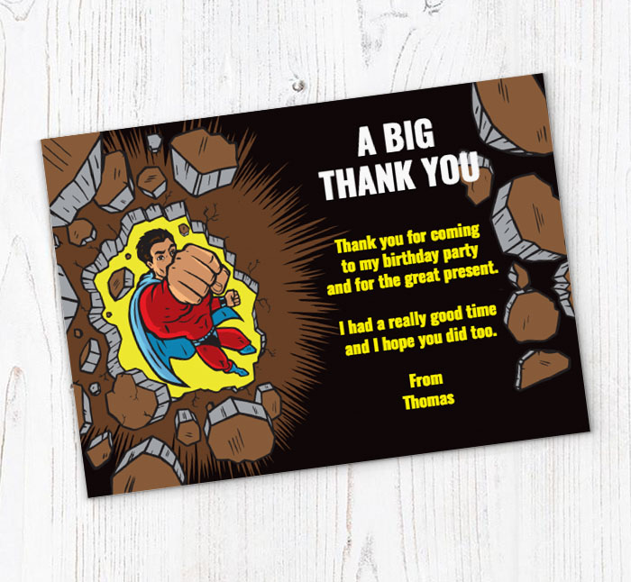 flying superman thank you cards