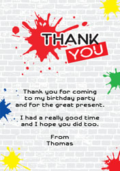 paint ball splats thank you cards