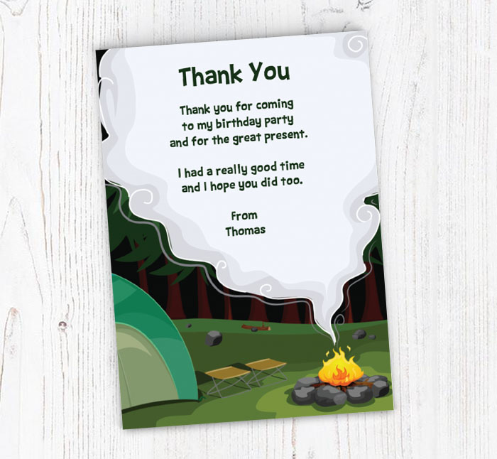 camping thank you cards