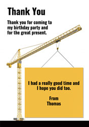 construction crane thank you cards