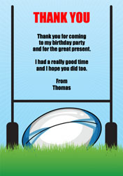 rugby ball and posts thank you cards