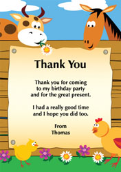 farmyard animals thank you cards