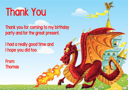 fire breathing dragon thank you cards