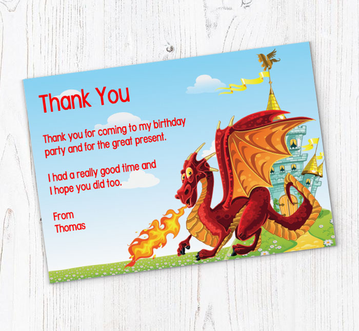 fire breathing dragon thank you cards