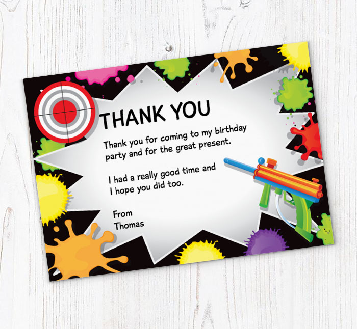 paintball thank you cards