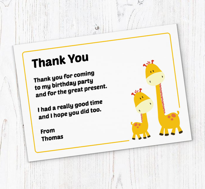 two cute giraffes thank you cards