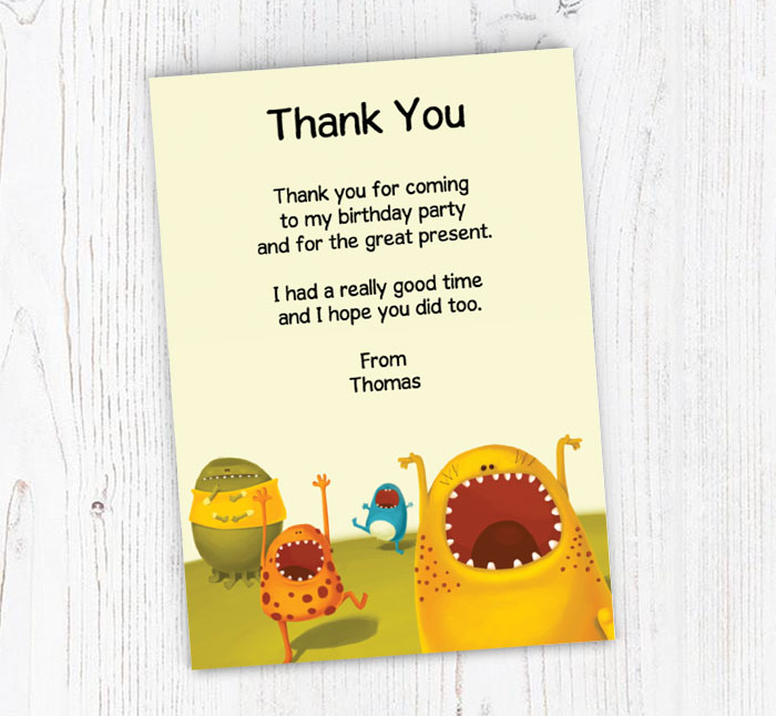 dancing monsters thank you cards