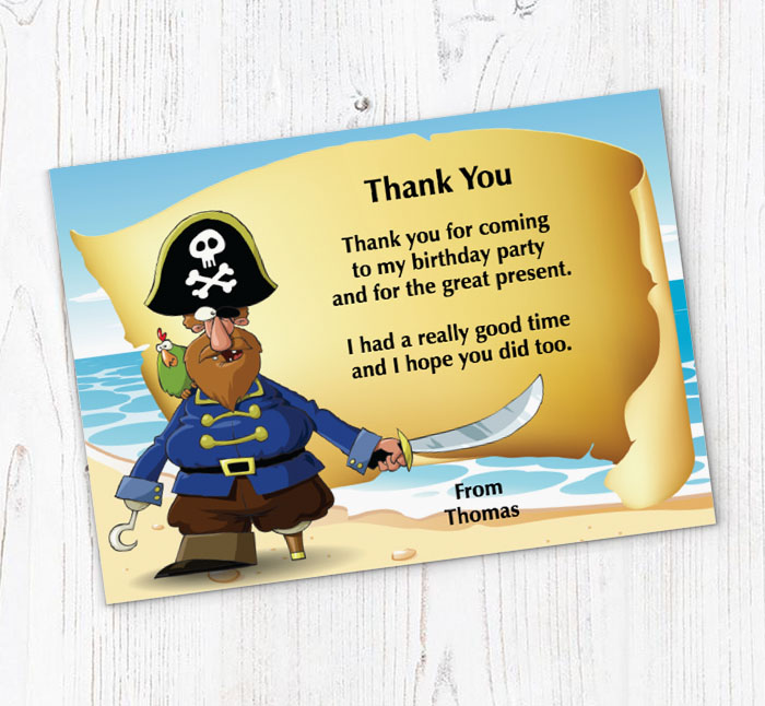 one legged pirate thank you cards