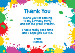 paint splats thank you cards