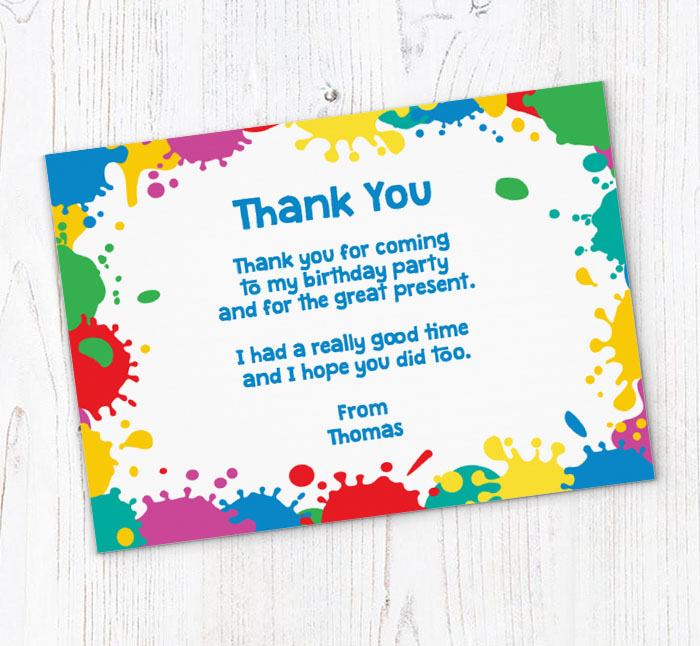 paint splats thank you cards