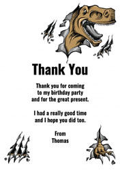 dinosaur ripping thank you cards
