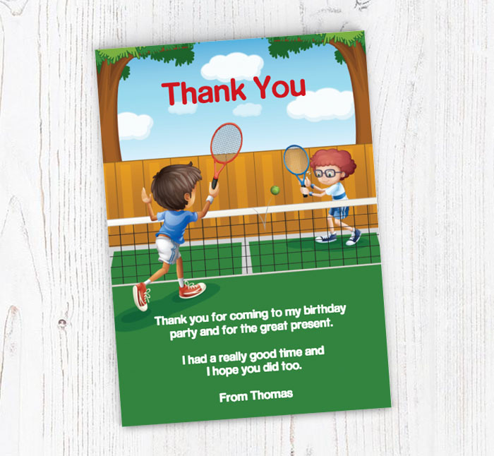 friends playing tennis thank you cards