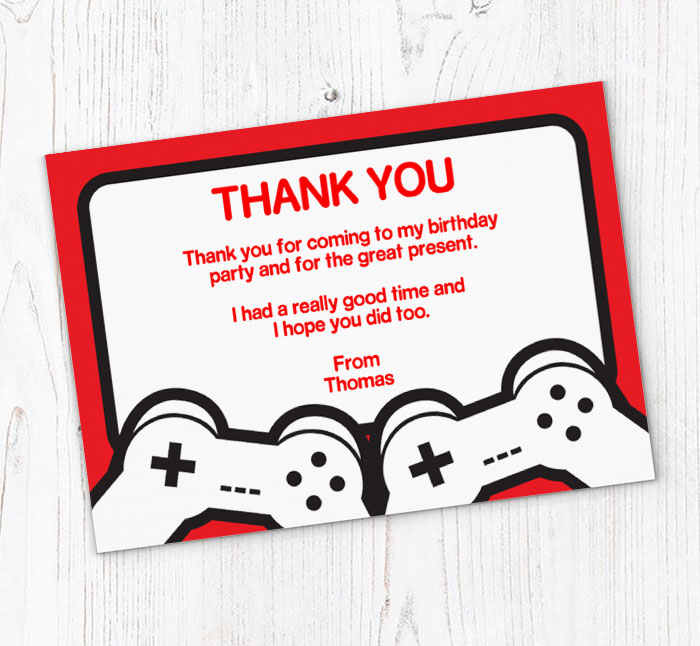 gaming thank you cards