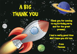 rocket and planets thank you cards