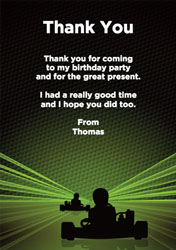 green go kart thank you cards