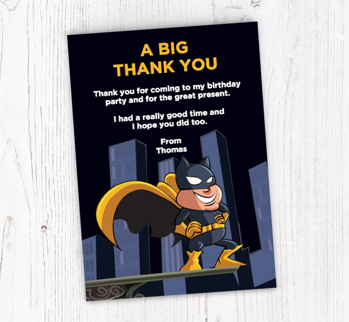 masked superhero thank you cards