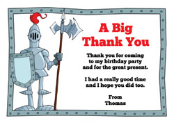 knight in armour thank you cards