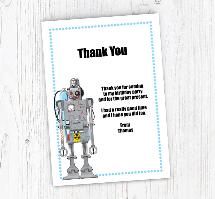 robot thank you cards