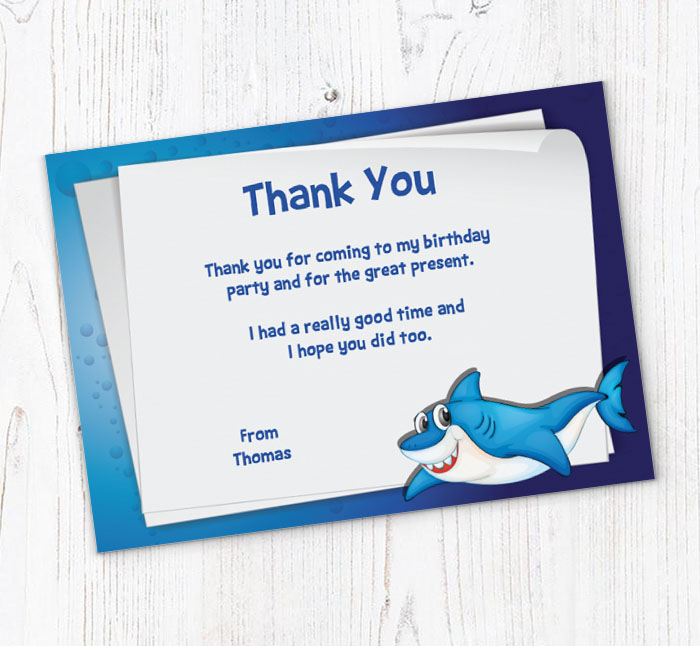 happy shark thank you cards