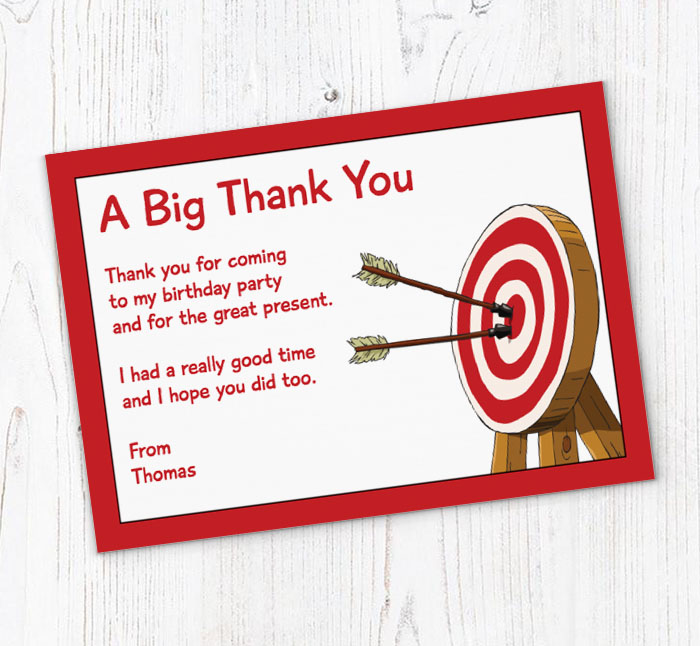 archery thank you cards