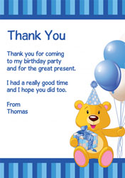 teddy with balloons thank you cards