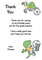dinosaur football thank you cards