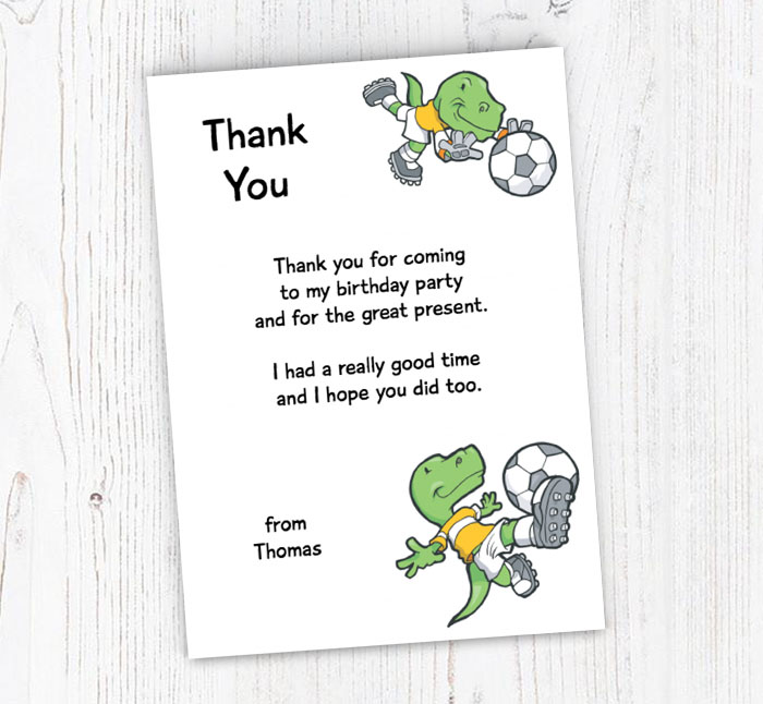 dinosaur football thank you cards