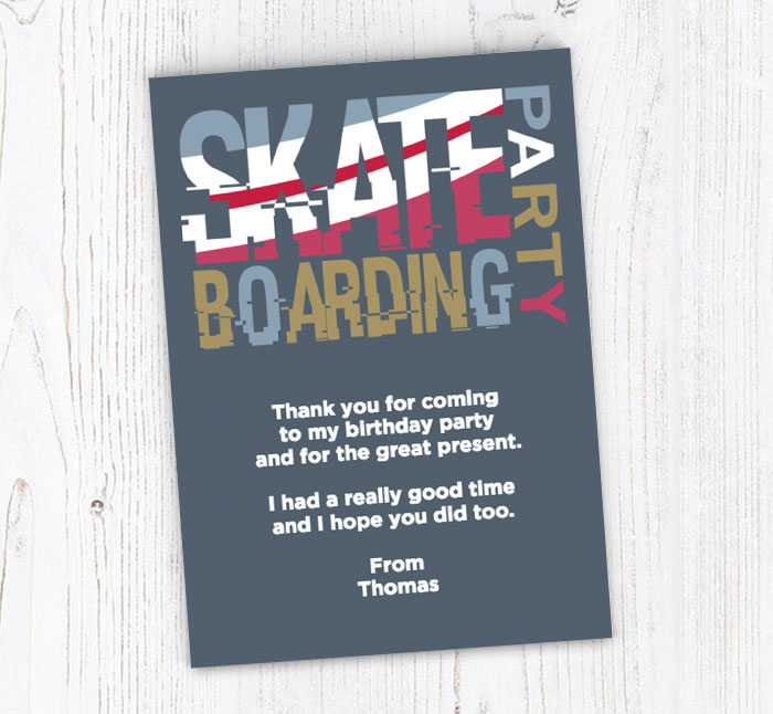 skateboarding thank you cards