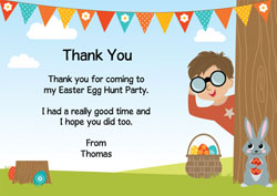 boys easter egg hunt thank you cards