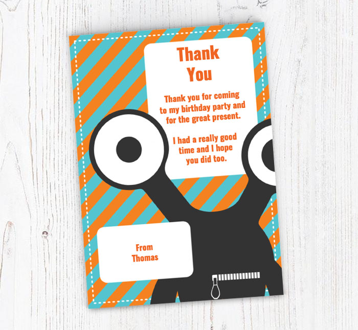 two eyed monster thank you cards