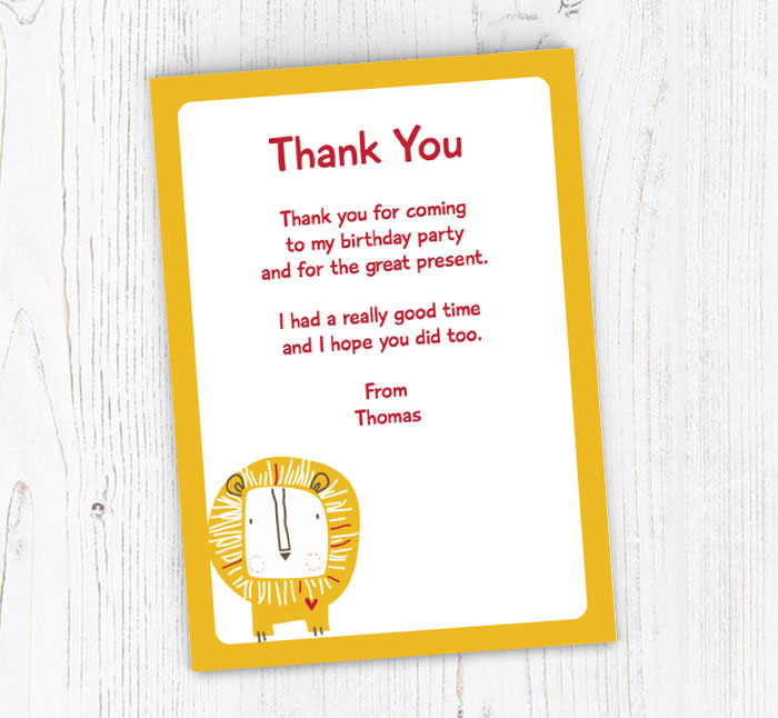 lion thank you cards