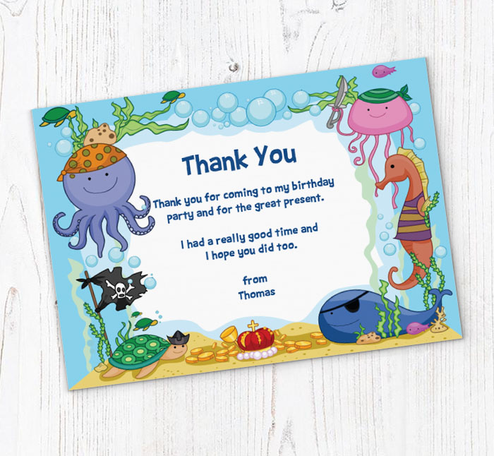Sea Creatures Thank You Cards | Personalise Online Plus Free Envelopes ...