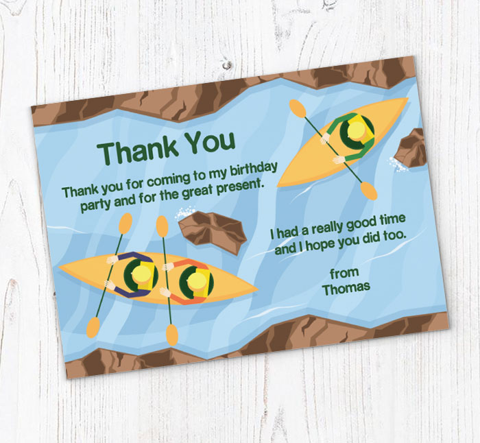 river kayaking thank you cards