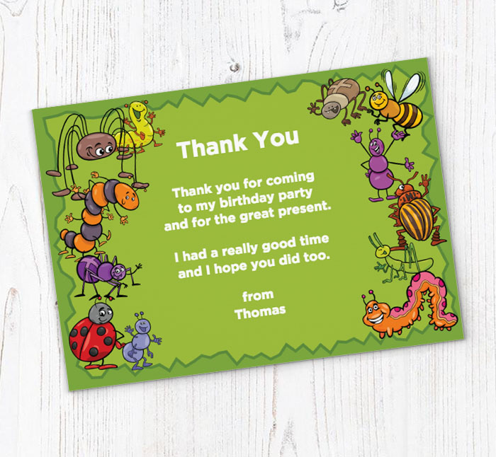 insects and bugs thank you cards