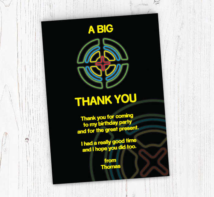 laser tag thank you cards