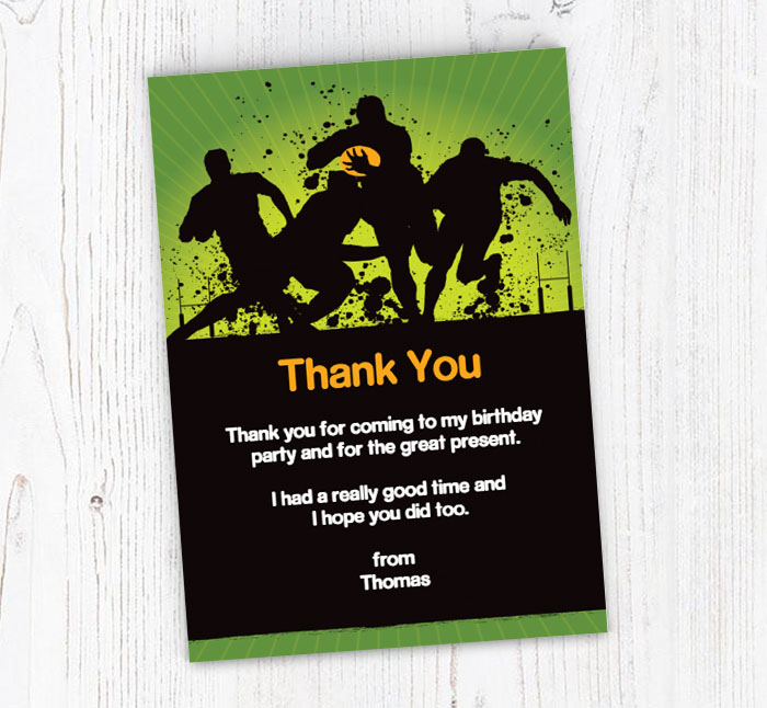 rugby thank you cards