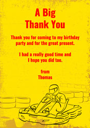 yellow go kart thank you cards