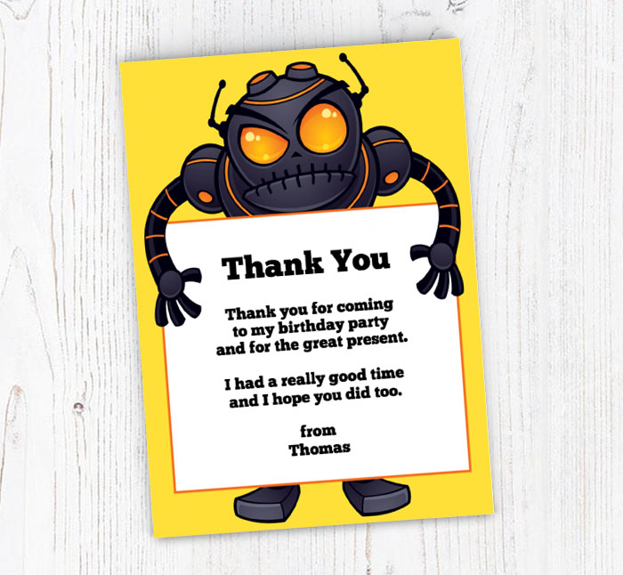 monster holding sign thank you cards
