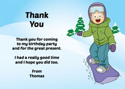 boy snowboarding thank you cards